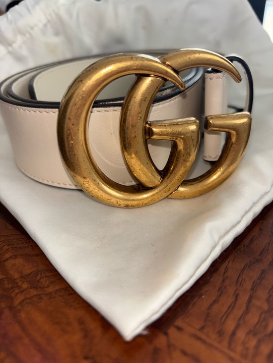 Gucci Accessories - Gucci White Leather Belt with Gold Double G Buckle